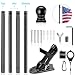 5 FT House Flag Pole Kit, 1" Spinning Thicken Stainless Steel Metal Flagpoles for Outside House Porch Post Wall Mount with 2-Position Flagpole Holder Bracket & 360° Flag Ring for 3x5 Flag(5 FT, Black)