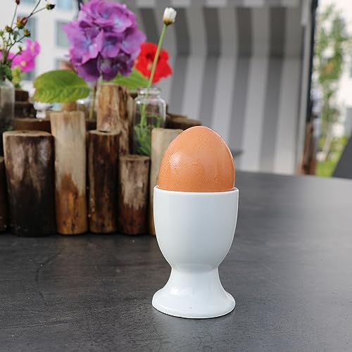 Foto von MamboCat Lotta 6er Set Eierbecher I für 6 Personen I weiße runde Porzellan-Eierbecher mit Fuß für den Frühstückstisch I schickes Geschirr für das weiche oder Harte Frühstücksei beim Brunch & Buffet