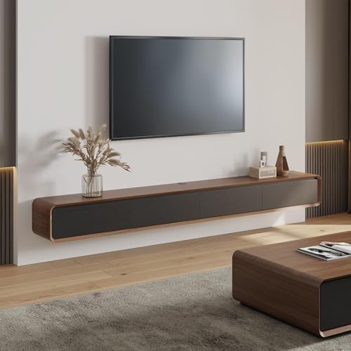 POVISON Fully-Assembled Minimalist Floating TV Stand, Modern Wall-Mounted Entertainment Center