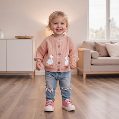 Kids Toddler Girl Boy Cardigan Infant Newborn Little Girls Long Sleeve Knit Sweater Fall Winter Duck Goose Outfit2