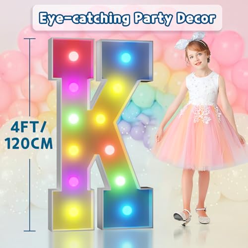 Image of Imprsv Colorful Marquee Letters 4 Feet Tall, Large Light up Letters K