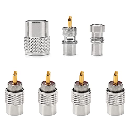 YIXISI 5 Piezas Conector PL259, UHF/PL 259 Conector Coaxial de Soldadura Masculina con Reductor Compatible con Antena de Radio CB Ham, RF Adapter 50ohm para RG59, RG8, RG8x, LMR 400, RG 213