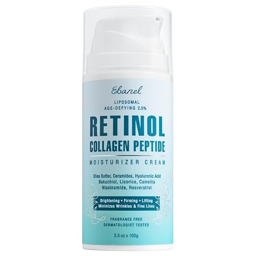 Ebanel Liposomal 2.5% Retinol Cream for Face with Hyaluronic Acid, Peptides, 3.5 Oz Pore Minimizer Skin Tightening Anti Wrinkle Cream for Face, Minimizes Fine Lines, Dark Spots, Age Spots, Acne Scars