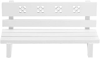 Zerodis 1/12 Scale Dollhouse Wooden Park Bench Simulation Miniature Furniture Chair Park Seat Mini Dollhouses Landscape Art DIY Craft Ornament Fairy Garden Decor Doll Toys Accessories (White)