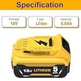 Powayup 2Pack 5.0Ah Replacement for Dewalt 18V Battery DCB185 DCB184 DCB180 DCB181 DCB182 DCB183 for Dewalt Battery 18V DCB201 DCB200 DCB203 DCB204 - Image 2