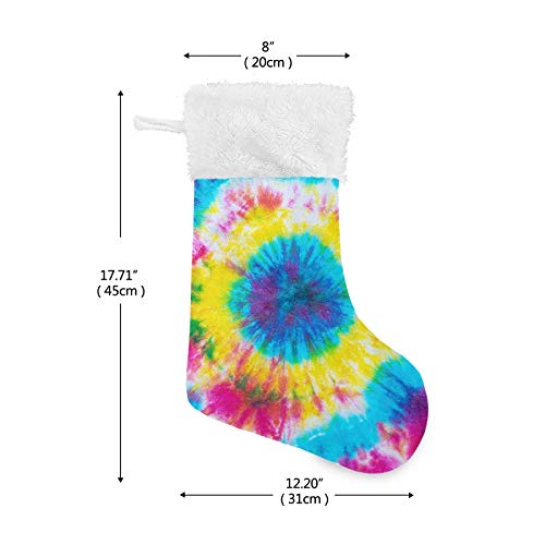 Qilmy Tie Dye Pattern Christmas Stockings Personalized Large Christmas Stocking Cute Snowflake Stockings 18 Inch Xmas Stocking for Xmas Decorations and Holiday Family Party Decor Xmas Gifts