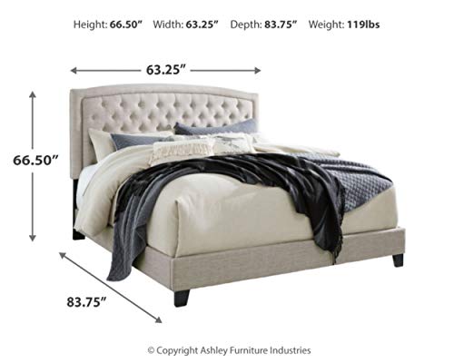 Signature Design By Ashley Jerary Farmhouse Button-Tufted Upholstered Platform Bed, Queen, Light Gray #TOP2