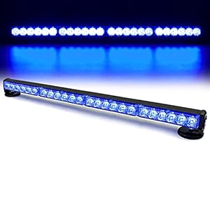 FOXCID 24 LED Emergency Hazard Warning Strobe Flashing Light Bar Wireless Battery W/Magnetic Base and Rechargeable Plug for Beacon Rooftop Safety Vehicles Tow Trucks Tractor Snowplow, Blue