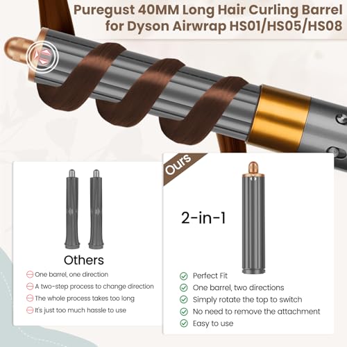 Image of 1.6IN Long Hair Barrels Attachment Compatible with Dyson Airwrap HS01 HS05 HS08 Accessories, Automatic Curling Iron Curlers for Soft Inward Curls Voluminous Outward Waves