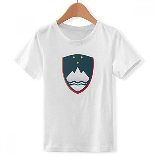 T-Shirt Équipage Slovénie de Qualité avec Emblème National Col Blanc Garçon