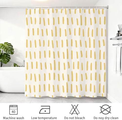 Rideau de douche 180x180 cm jaune et blanc Y1#462 en polyester lavable - 8