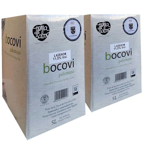 Bocovi Palomino Vino Blanco, Bag in Box, 2 Cajas de 5 Litros, D.O. Castilla y León, 11,5% Vol.