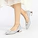 Women's Rhinestone Fashion Pointed Toe Pearl Diamond Low Heel Dress Wedding Work Business Dance Pumps 2Silver Size 7