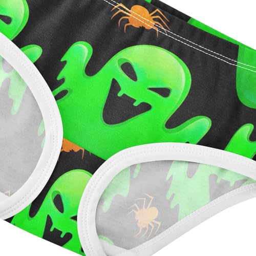 Cotton Toddler Girls Underwear Halloween Scary Green Ghosts Panties for Girl Fun Print Briefs Girls Undies 2t4