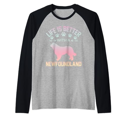 Divertida idea de regalo para amantes de los perros: la vida es mejor con Terranova Camiseta Manga Raglan Divertida idea de regalo para amantes de los perros: la vida es mejor con Terranova Camiseta Manga Raglan