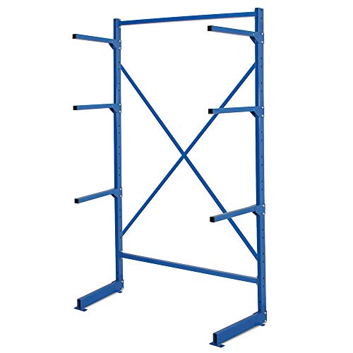 BRB Kragarmregal, leichte Ausführung, blau, BxTxH 1060x450x1950 mm, 3 Lagerebenen plus Fußebene BRB Kragarmregal, leichte Ausführung, blau, BxTxH 1060x450x1950 mm, 3 Lagerebenen plus Fußebene