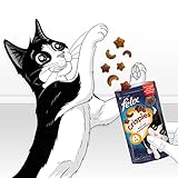 Felix Crispies Katzensnack, Knusper-Leckerlie mit Rind- und Huhngeschmack 8er Pack (8 x 45g)