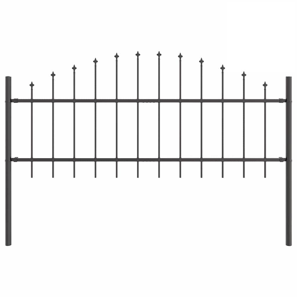 Garden Fence 2 pcs Grey 170 x 115 cm Powder-Coated Steel Outdoor Decorative Border Barrier Weatherproof Durable Metal Panel for Flowerbed Patio Lawn Yard Privacy DIY Section
