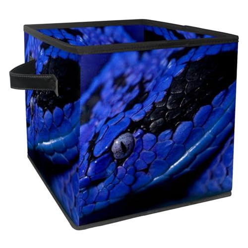 Boîte de rangement pliable serpent bleu en tissu cube pour placard - 2