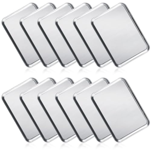LANIAKEA 12PCS Stainless Steel Baking Sheet 8.26x6x0.78inch Cookie Sheets for Baking Heavy Duty & Easy Clean Baking Pans Tray Set