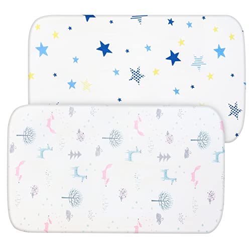 Image of Muslin Crib Sheets for Boys and Girls, 2 Pack Ultra Soft Cotton Muslin Fitted Baby Crib Sheet for Standard Crib Mattress & Toddler Bed Mattress, Star and Fox Forest