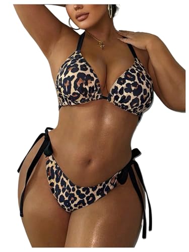 Maillot de bain 2 pièces léopard grande taille du 2XL au 4XL pour femme