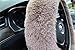 Valleycomfy Winter Warm Faux Wool Steering Wheel Cover with Handbrake Cover Gear Shift Cover Set Universal 15 Inch 1 Set 3 Pcs, Cameo Brown