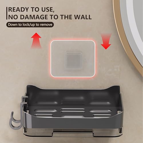 Image of Wall Mounted Soap Box with Flip Cover and Drain Tray | Detachable Inner Support | Adhesive Sticker Installation | ABS Soap Holder for Bathroom (2 in 1 Soap Holder)