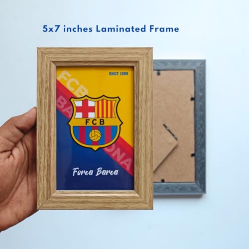 Image of TenorArts Barcelona Gift Box Merchandise for Fans - 5x7 Inches Laminated Photo Frame,2 Keychain, 1 Badge, 4 4x6 inches Sized Posters, 15+ Multi sized Players Stickers - 5 items in 1 Box (Barcelona)