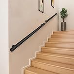 Modern Stairs Handrail - Complete Kit, 80cm/100cm/1.5m/2m/3m/4m Staircase Steps Railing Black Metal Stainless Steel Safety Hand Rail, Round Wall Mount Banister for Indoor Stairs ( Size : 2ft/60cm )