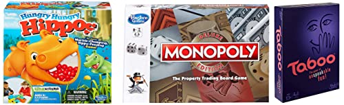 Image of Monopoly Deluxe Edition Game, Fantasy Board Game & Hasbro Gaming Hungry Hungry Hippos, Board Game, & Hasbro Taboo Board Game, Guessing Game for Families and Kids