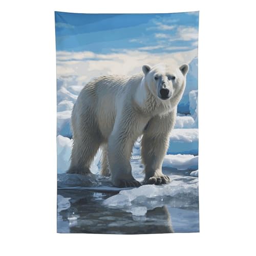 Tapisserie murale ours polaire grand format pour cacher un mur vide