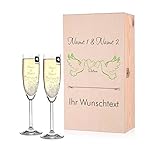 Damit Sie dem Brautpaar auch Glückwünsche, einen schönen Spruch zur Hochzeit oder gute Ratschläge für die Zukunft übermitteln können, haben Sie die Möglichkeit einen Wunschtext auf die Holzbox drucken zu lassen.
