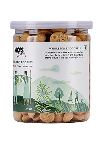 Mo's SugarFree Rosemary Cookies, 200G |Healthy Snack For Kids and Adult | Vegan |100% Natural & Preservatives Free | Sugar-Free.