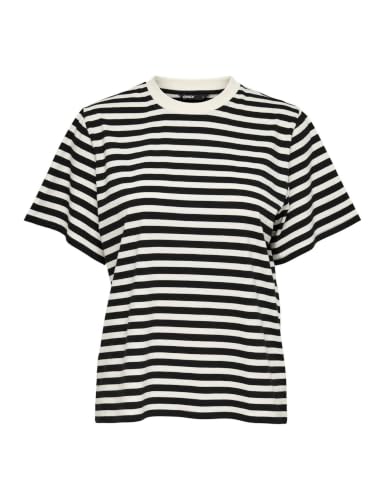ONLY Damen Onllivina S/S Stripe Tee JRS, Cloud Dancer/Stripes:Black Stripes, M – Ansicht 1