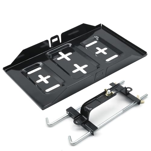 Aynaxcol Storage Battery Holder, 23cm Bolt with 34cm Battery Tray Battery Hold Down Tray Kit, Steel Storage Battery Holder Adjustable Bracket Clamp for Car Boat Marine
