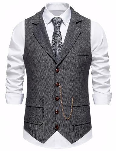 Gilet tweed homme smoking slim fit business rétro avec poche tailles S-XXL