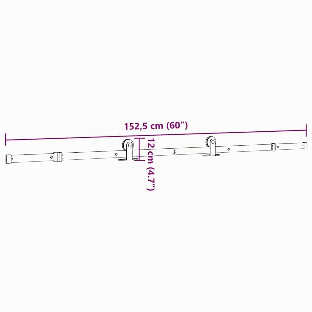 vidaXL Kit de quincaillerie de Porte coulissante 152,5 cm Acier Noir, quincaillerie de Porte coulissante, Galet de Porte coulissante, système de Porte coulissante