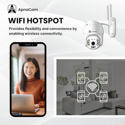 Image of ApnaCam 3MP Wi-Fi Full Color Outdoor Smart Security Camera | 360 with Pan & Tilt | Two Way Talk | Human Detection | Night Vision | Supports SD Card (up to 128 GB)