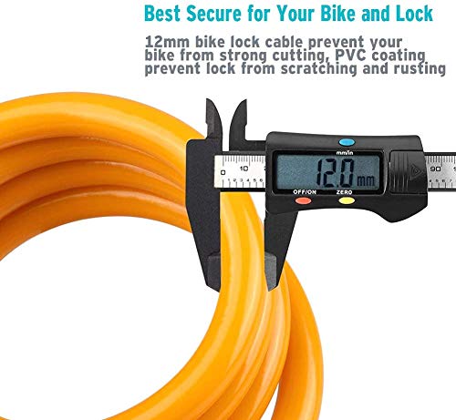 Zhege Bike Lock, 5 Digit Combination Bicycle Lock, 110Cm Resettable Combo Cable Lock With Mounting Bracket For Road, Mountain And Security Number Lock For Scooter, Ladders, Grills, Gates Yellow #TOP4