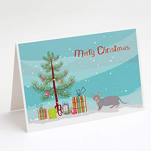 Caroline's Treasures CK4613GCA7P Dwelf #4 Cat Merry Christmas Greeting Cards and Envelopes Pack of 8 Blank Cards with Envelopes Whimsical A7 Size 5x7 Blank Note Cards