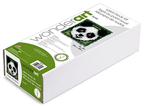 Image of Wonderart 426178C Panda Latch Hook Kit, 8 inch X 8 inch