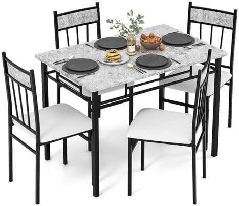 Tangkula Dining Table Set for 4, Kitchen Table and Chairs Set wit...