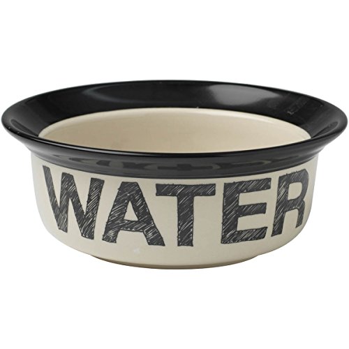 PetRageous 10184 Pooch Basics Stoneware Dog Water Bowl with 2-Cup Capacity 6-Inch Diameter 2.5-Inch Tall for Small Dogs and Medium Dogs or Cats, Natural