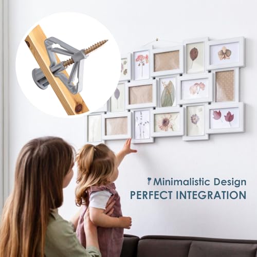 60-Pack Plasterboard Wall Plugs, Gypsum Board Fixing Anchors for Hollow Walls, Universal Heavy-Duty Drywall Anchors, Self-Expanding Gray Anchors, Anti-Rotation Expanding Plasterboard Screws - Image 5