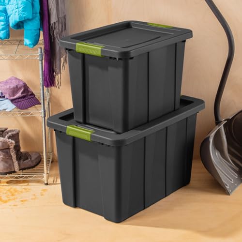 Image of Sterilite Latching Tuff1 Tote Containers w /Lids, 30 Gallon, 12-Pack | Flat Gray, Large Plastic Storage Bins - Heavy-Duty Stackable Organizer Boxes for Home, Office, Basement, Closet, & Garage