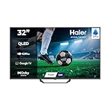 Haier QLED 4K UHD H32S80EFX 32'' Smart TV, Google TV, Dolby Audio, HDR 10, Telecomando Smart, Google Assistant, Bluetooth 5.1, Gaming 120Hz, USB 2.0, DBX TV, HDMI 2.1 x 4