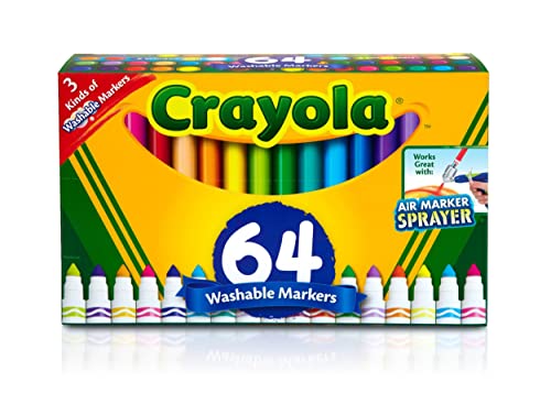 Crayola Washable Marker Set, School Supplies, Gel Markers, Window Markers, Broad Line Markers, 64Ct #TOP2