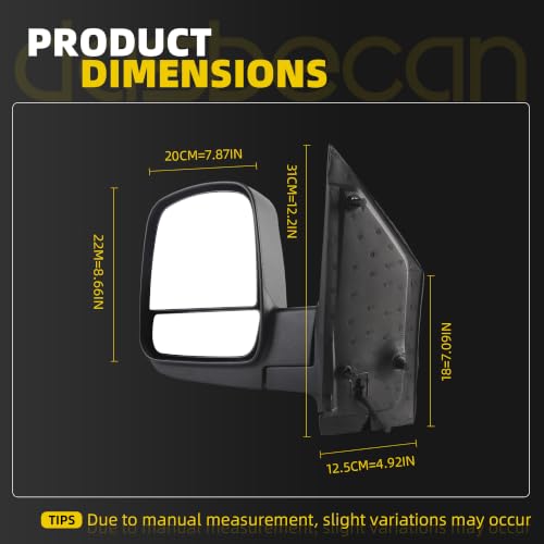 Image of Dasbecan Driver Side Mirror Compatible with 08-17 Express & Savana 6pins