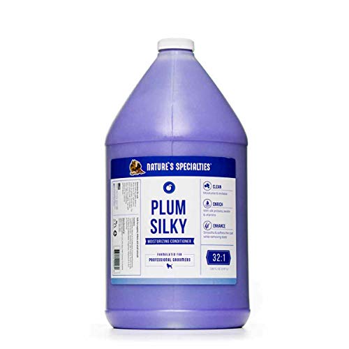 Image of Nature's Specialties Plum Silky Groomer Bundle, Ultra Concentrated Shampoo + Conditioner + Mixing Bottle, 1gal, Made in USA